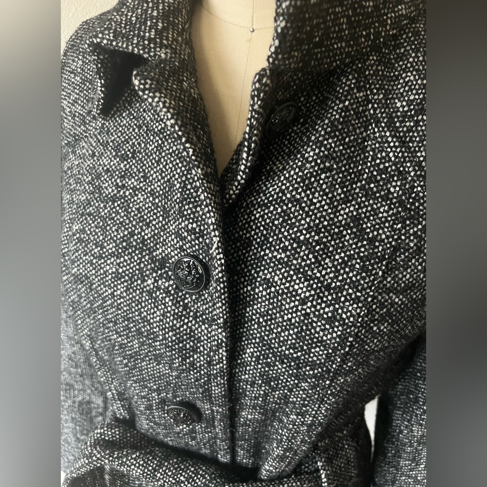Kensie Black and White Tweed Trench Coat 🧥 - Picture 6 of 15